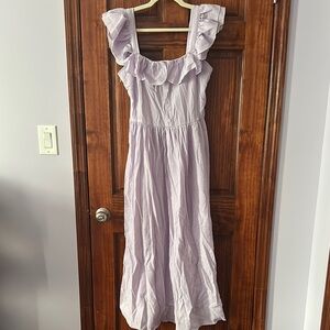 SHEIN Purple Maxi Sundress with Square Neck and Flutter Sleeves